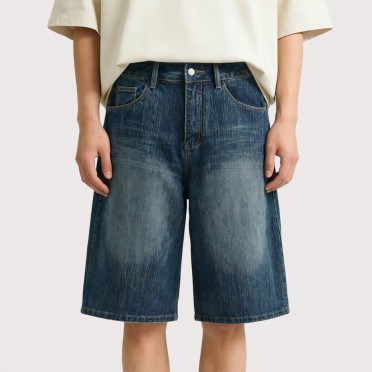 Loose-Fit Straight-Leg Washed Shorts