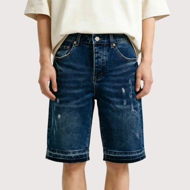 Washed Cotton Denim Shorts