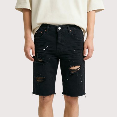 Retro Distressed Ripped Denim Shorts