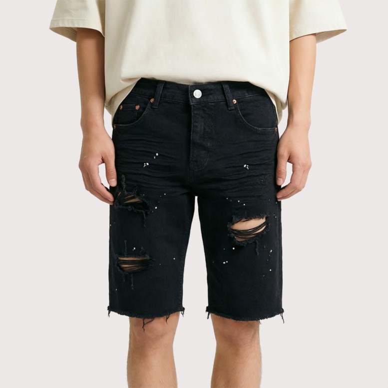 Retro Distressed Ripped Denim Shorts