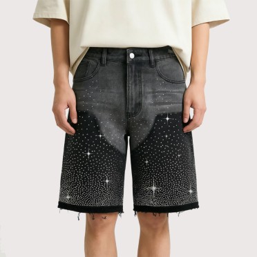 Gradient Rhinestone High-Street Shorts