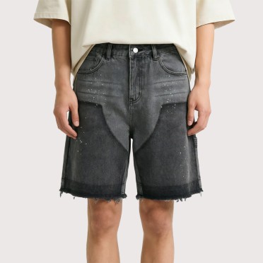 Two-Tone Paneled High-Street Denim Shorts