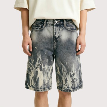 Vintage Flame-Print Shorts