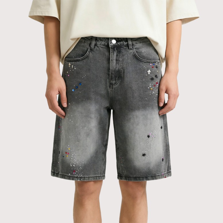 Retro Straight-Leg Denim Shorts