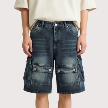 Mid-Rise Straight-Leg Cotton Shorts