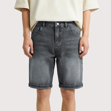 Men's Straight-Leg Loose-Fit Denim Shorts