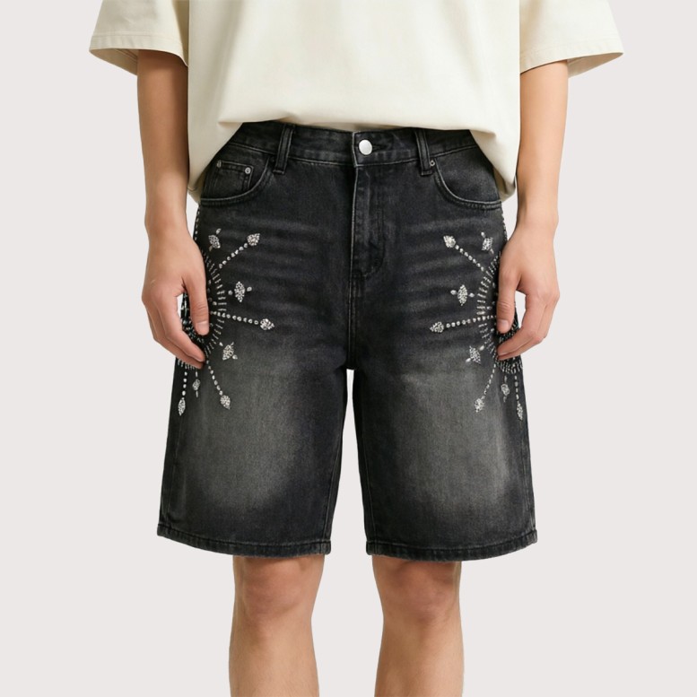 High-Street Style Distressed Denim Shorts
