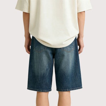Loose-Fit Straight-Leg Washed Shorts