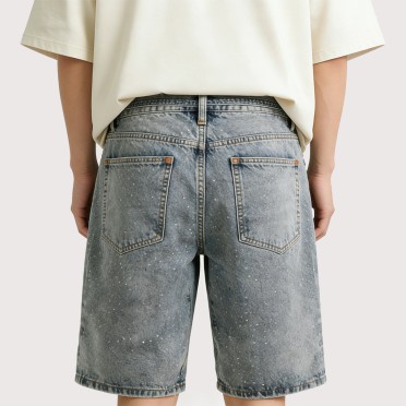High-Quality Washed Straight-Leg Denim Shorts
