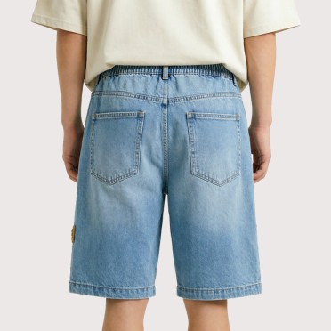 Wide-Leg Retro Denim Shorts