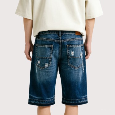 Washed Cotton Denim Shorts