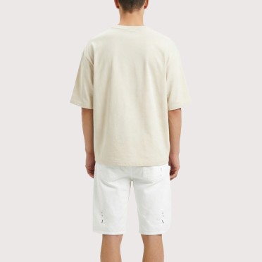 Solid-Color Straight-Leg Denim Shorts