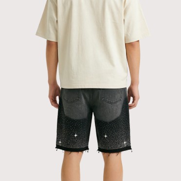 Gradient Rhinestone High-Street Shorts