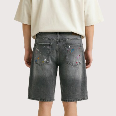 Retro Straight-Leg Denim Shorts