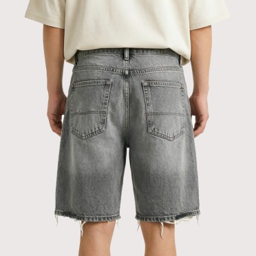 Washed Cargo Denim Shorts