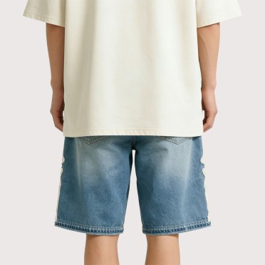 Men's Vintage Embroidered Patchwork Shorts