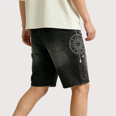 High-Street Style Distressed Denim Shorts