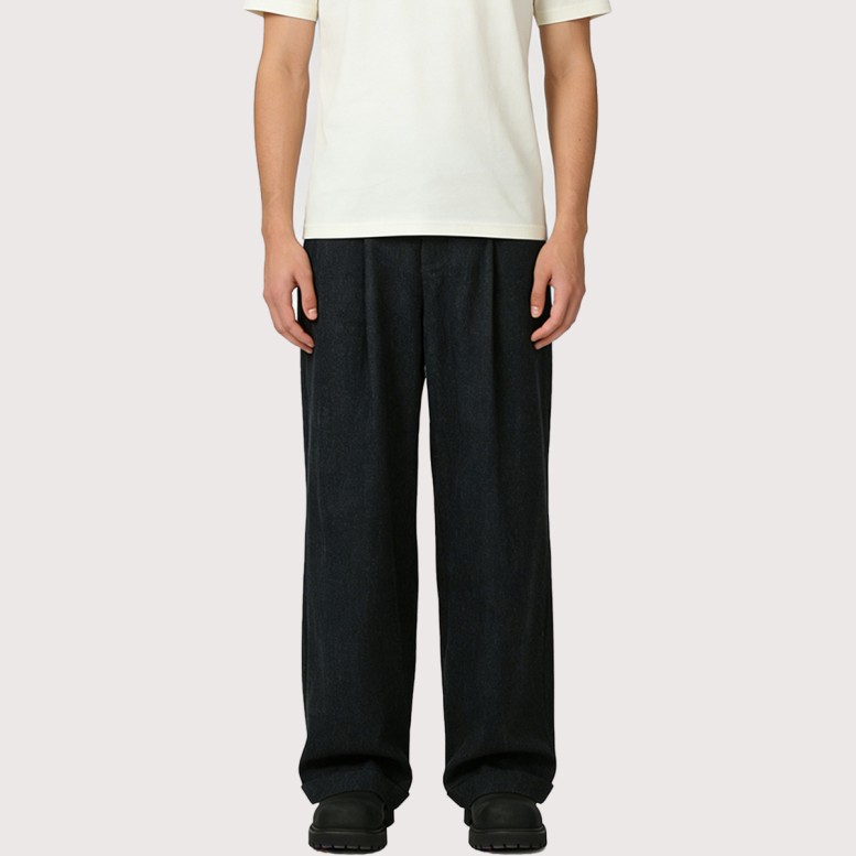Drapey Loose-Fit Trousers with Multiple Pleats