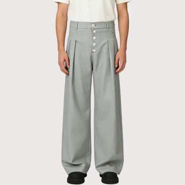 Men's High-Waisted A-Line Trousers with Five Buttons