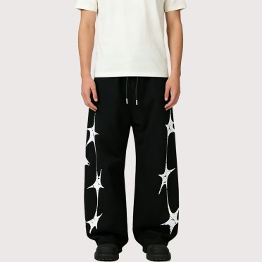 Printed Drawstring Casual Trousers