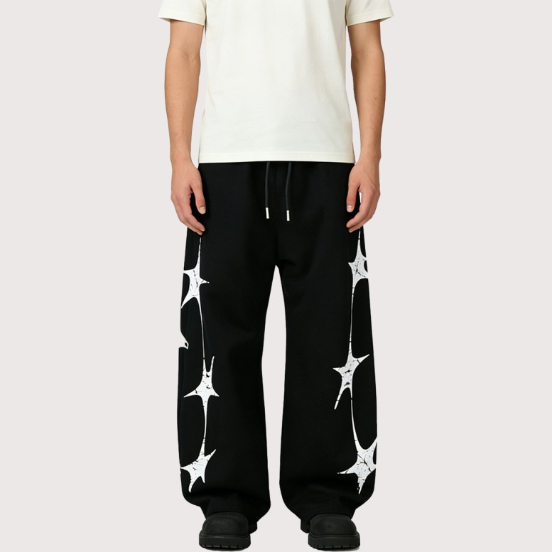 Printed Drawstring Casual Trousers