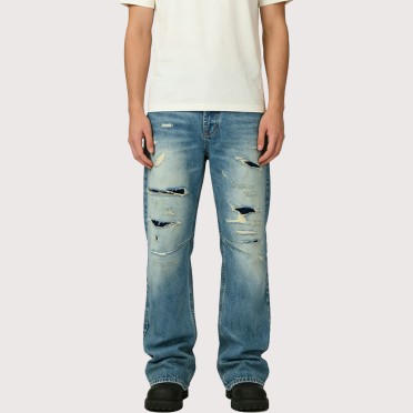 Men's Vintage Patchwork Washed Trousers