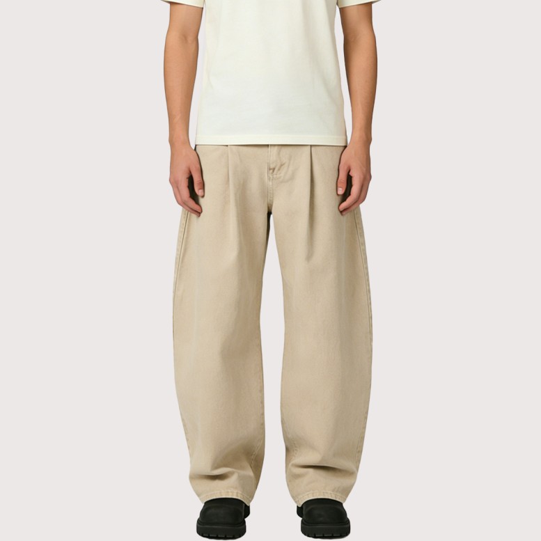 Khaki Pleated Casual Trousers