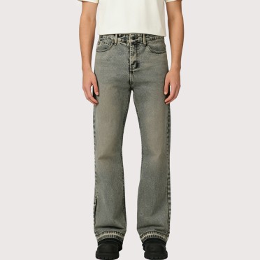 Loose-Fit Vintage Trousers with Distressed Edges