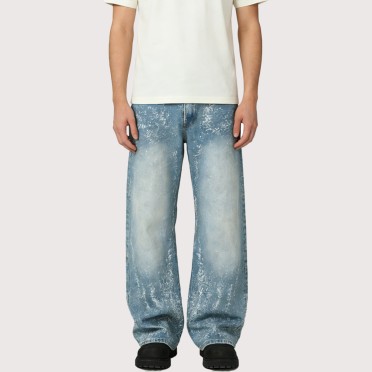 Men's Denim Trousers with Starry Sky Print