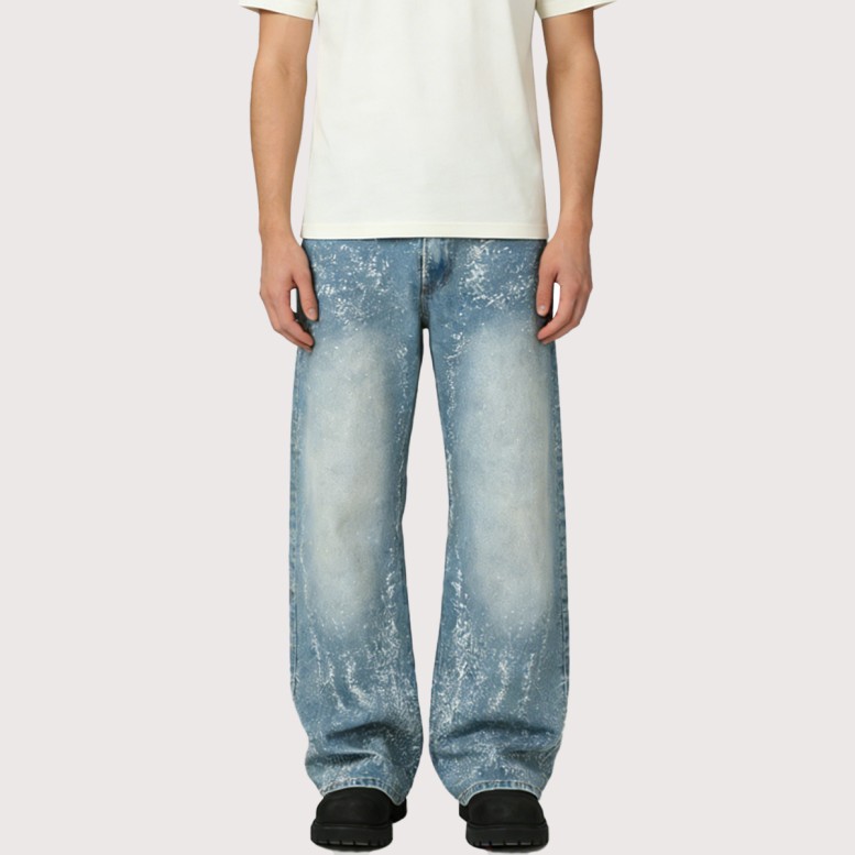 Men's Denim Trousers with Starry Sky Print