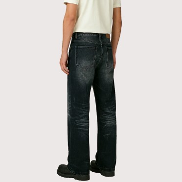 Punk-Style Washed Straight-Leg Jeans