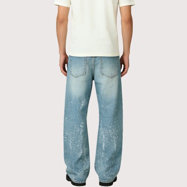 Men's Denim Trousers with Starry Sky Print