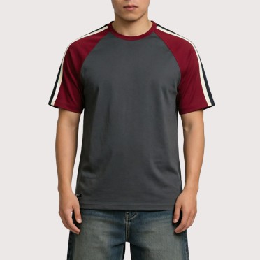 Retro Football-Style Color-Block Short-Sleeve Shirt