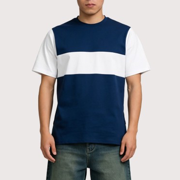 Color-block Stretchy Breathable Short-Sleeve Top