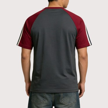 Retro Football-Style Color-Block Short-Sleeve Shirt