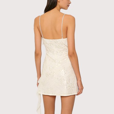 Sequined Chiffon Sleeveless Dress