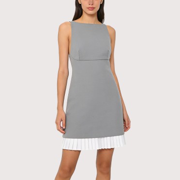 Sailor-style round neck sleeveless mini skirt
