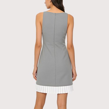 Sailor-style round neck sleeveless mini skirt