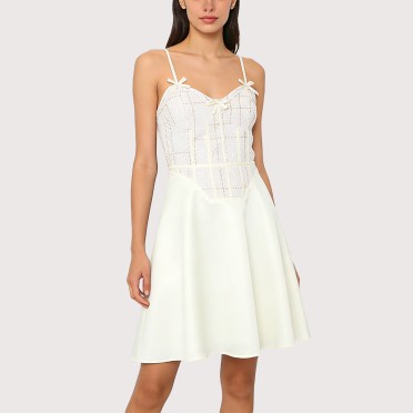 Plaid halter-neck mini dress