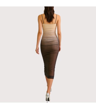 Printed Silk Mesh Sleeveless Dress