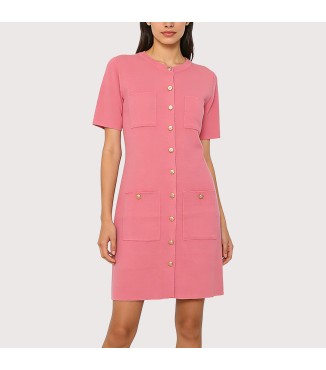 Chic Knitted Button Dress