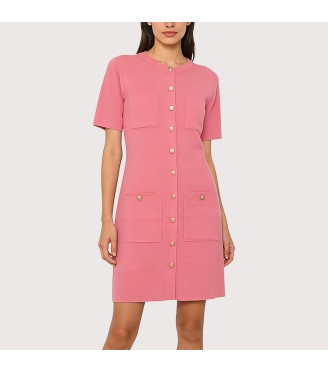 Chic Knitted Button Dress