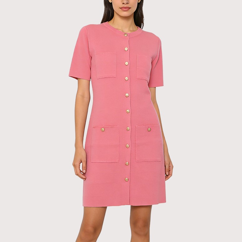 Chic Knitted Button Dress