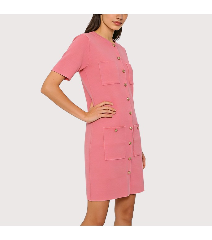 Chic Knitted Button Dress