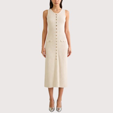 Stylish Crew-Neck Knitted Dress