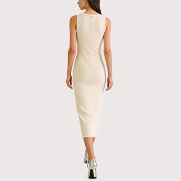 Stylish Crew-Neck Knitted Dress