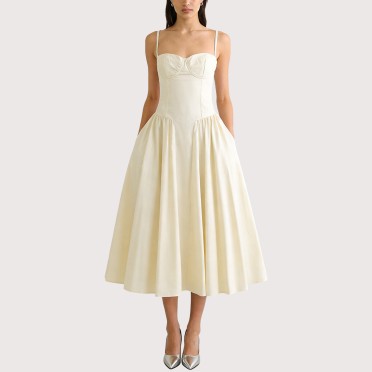 Sweet Sleeveless Backless Ruffled Dress
