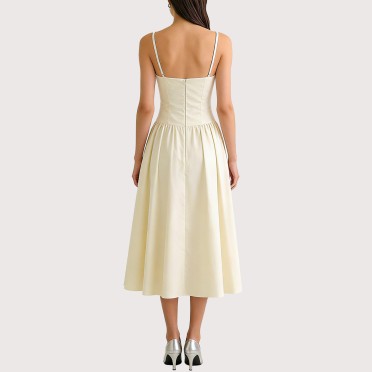 Sweet Sleeveless Backless Ruffled Dress