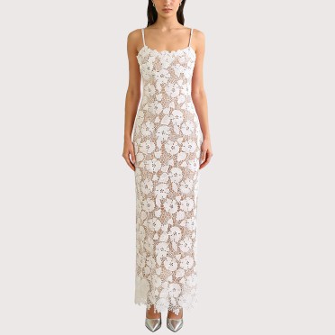 Sweet openwork lace patchwork dress