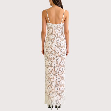 Sweet openwork lace patchwork dress